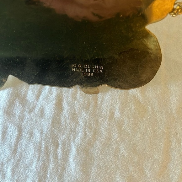 G. Duchin: Vintage 1989 USA Metal Enamel Ornament Mouse- Merry Christmas Grandma - Picture 3 of 12